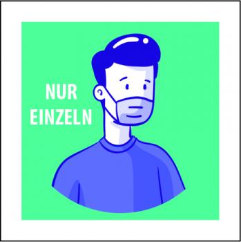 Corona Schilder Nur einzeln